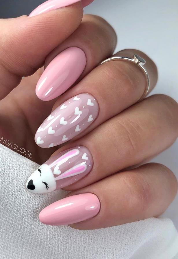 58 Beautiful Pink Almond Nails Art Designs For Spring And Summer In