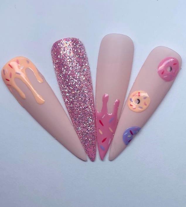 Fashion Acrylic Fake Stiletto Nails Designs Art For Spring And Summer ...