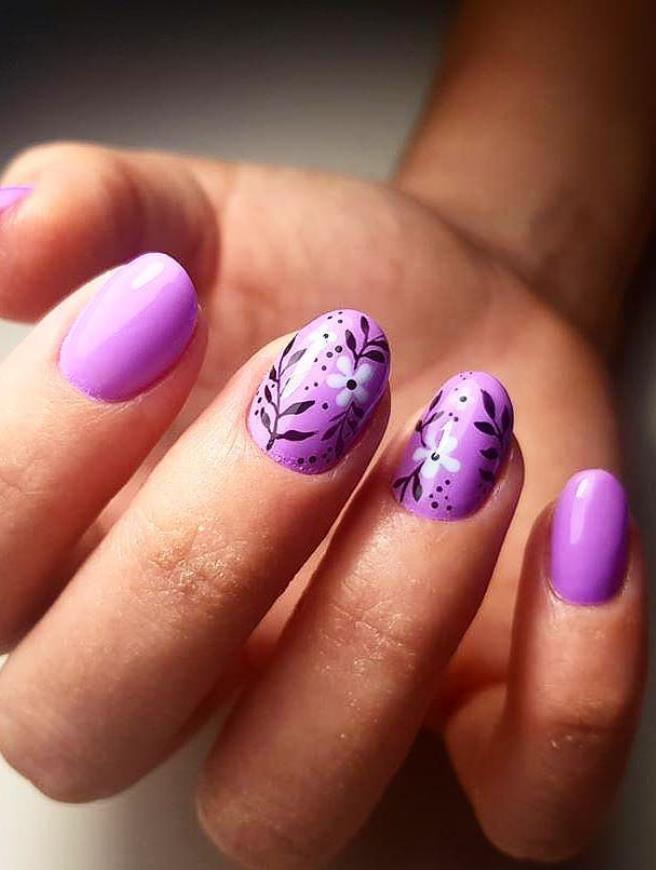 Beauty Acrylic Short Nails With Flowers Designs Ideas In Summer - Keep