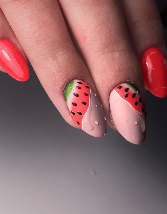 50 Acrylic Shiny Short Fruit Nails Designs To Try This Summer - Lilyart