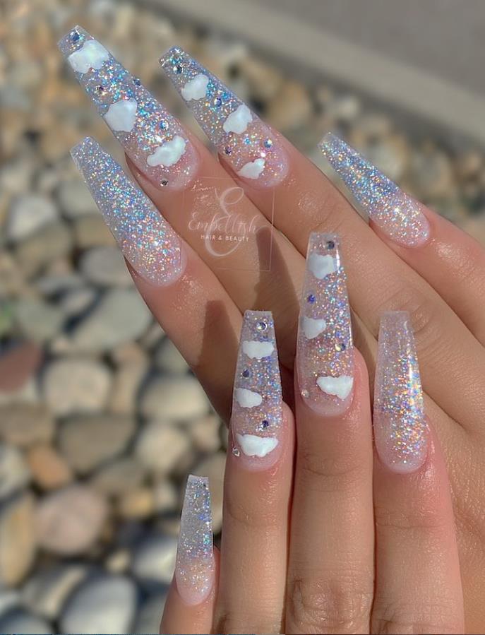 Comfortable Acrylic Bling Coffin Nails Art Designs In 2020 Summer