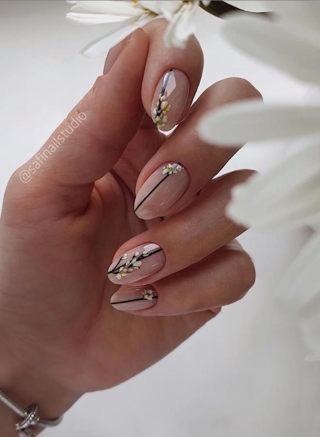 Beauty Acrylic Short Nails With Flowers Designs Ideas In Summer - Lilyart