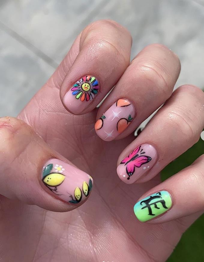 50 Acrylic Shiny Short Fruit Nails Designs To Try This Summer - Keep