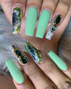 40 Long Green Coffin Nails Are The Most Suitable Designs In Hot Summer ...