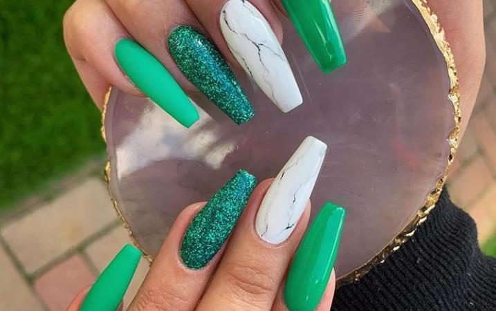 40 Long Green Coffin Nails Are The Most Suitable Designs In Hot Summer