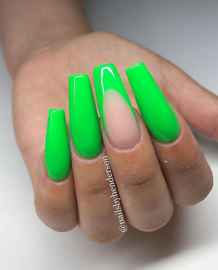 40 Long Green Coffin Nails Are The Most Suitable Designs ...