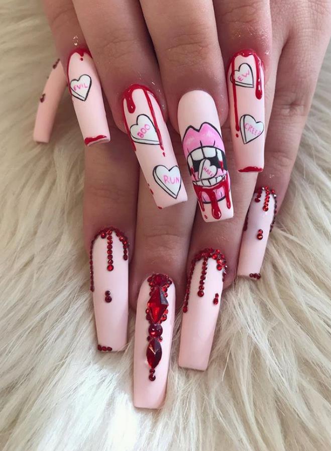 38 DIY Design Of Coffin Nails For Halloween - Keep creating beauty and