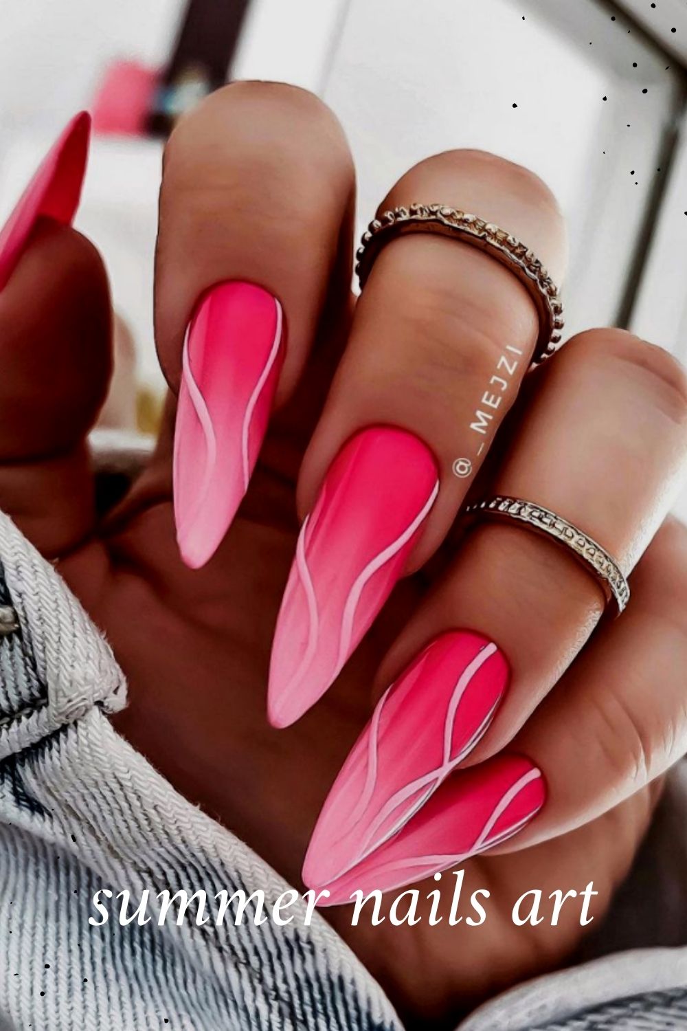 Almond nails designs with pink heart