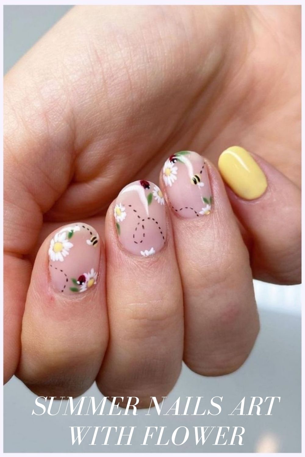 Short flower nail designs