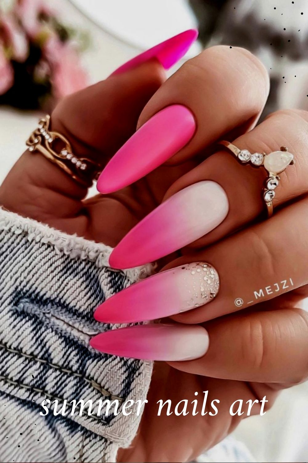 pink almond nails designs