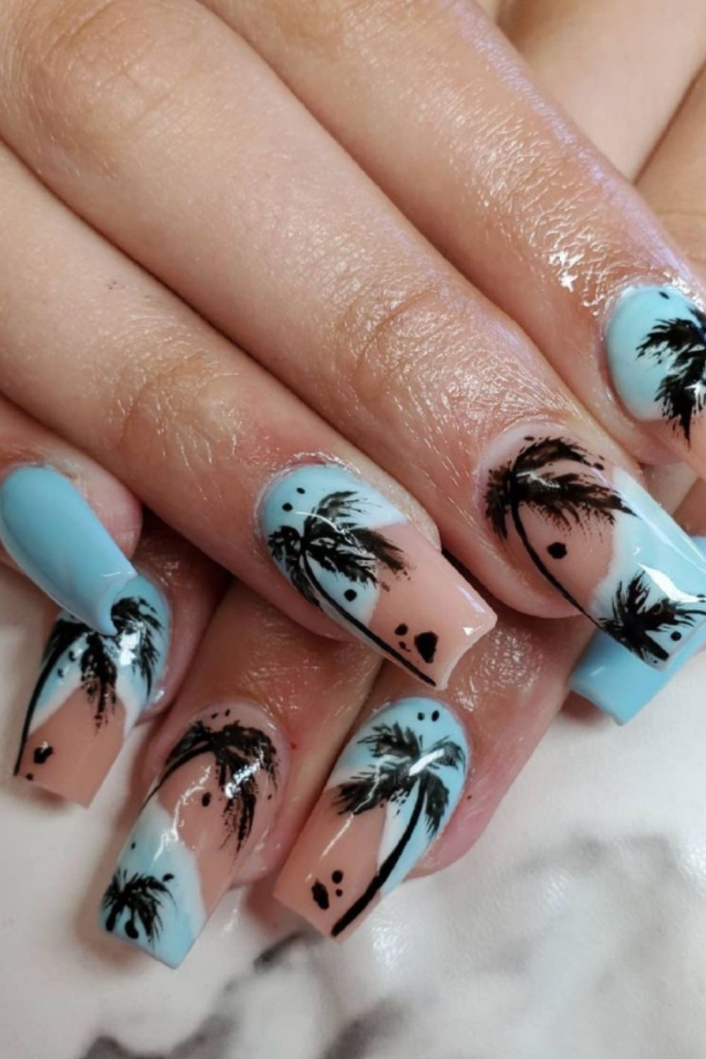 Simple Beach Nails Designs for Summer nails 2021