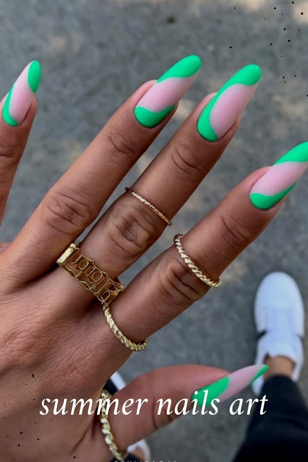 neon almond nails