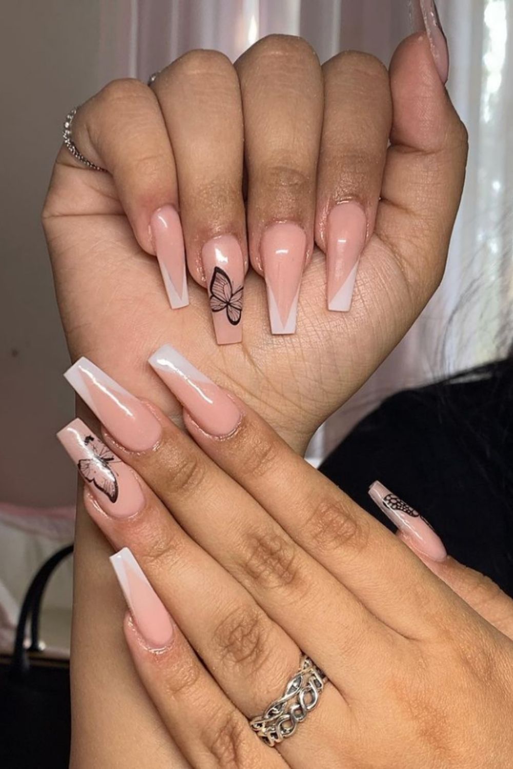 Long acrylic coffin nails designs for summer nails ideas 2021