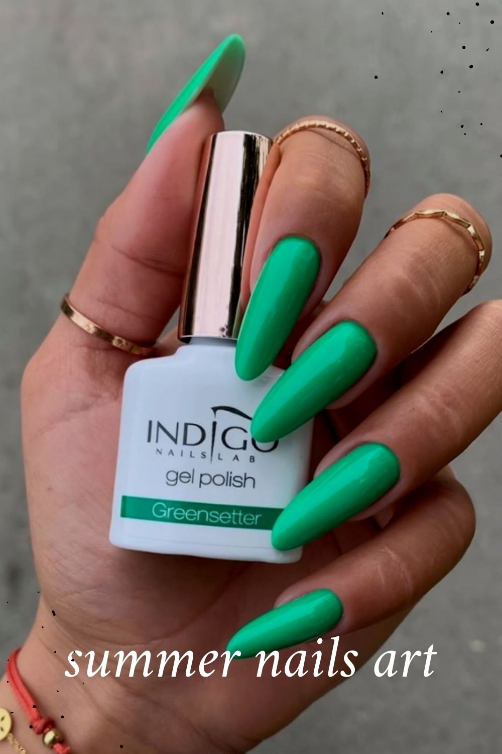 Cool green almond nails