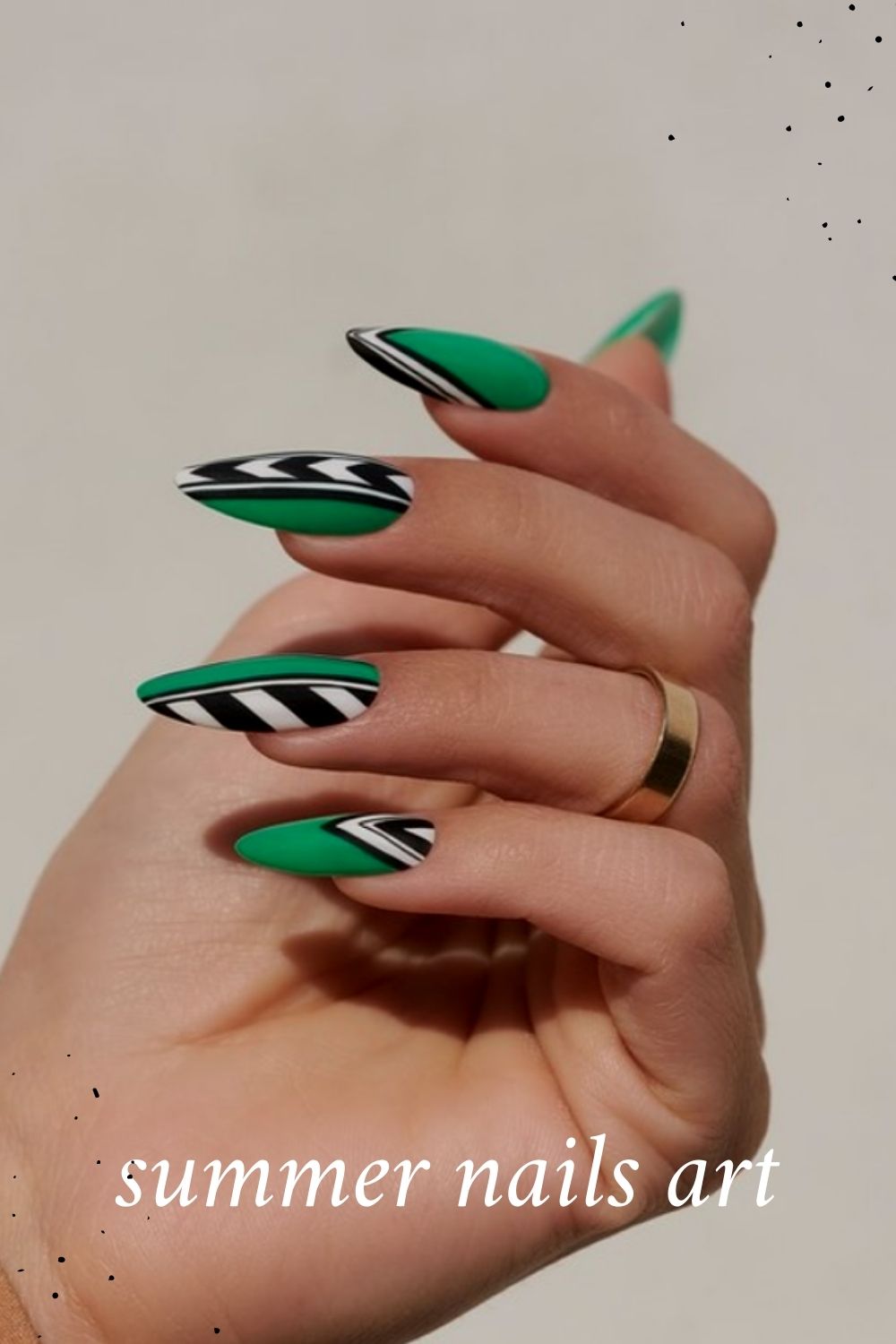 Green and black almond nails