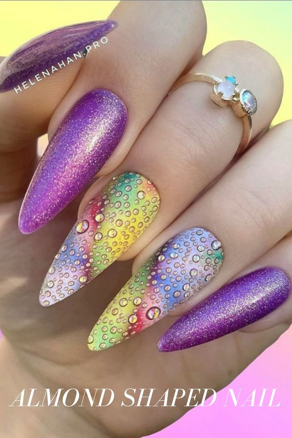 Purple nails ideas with beads