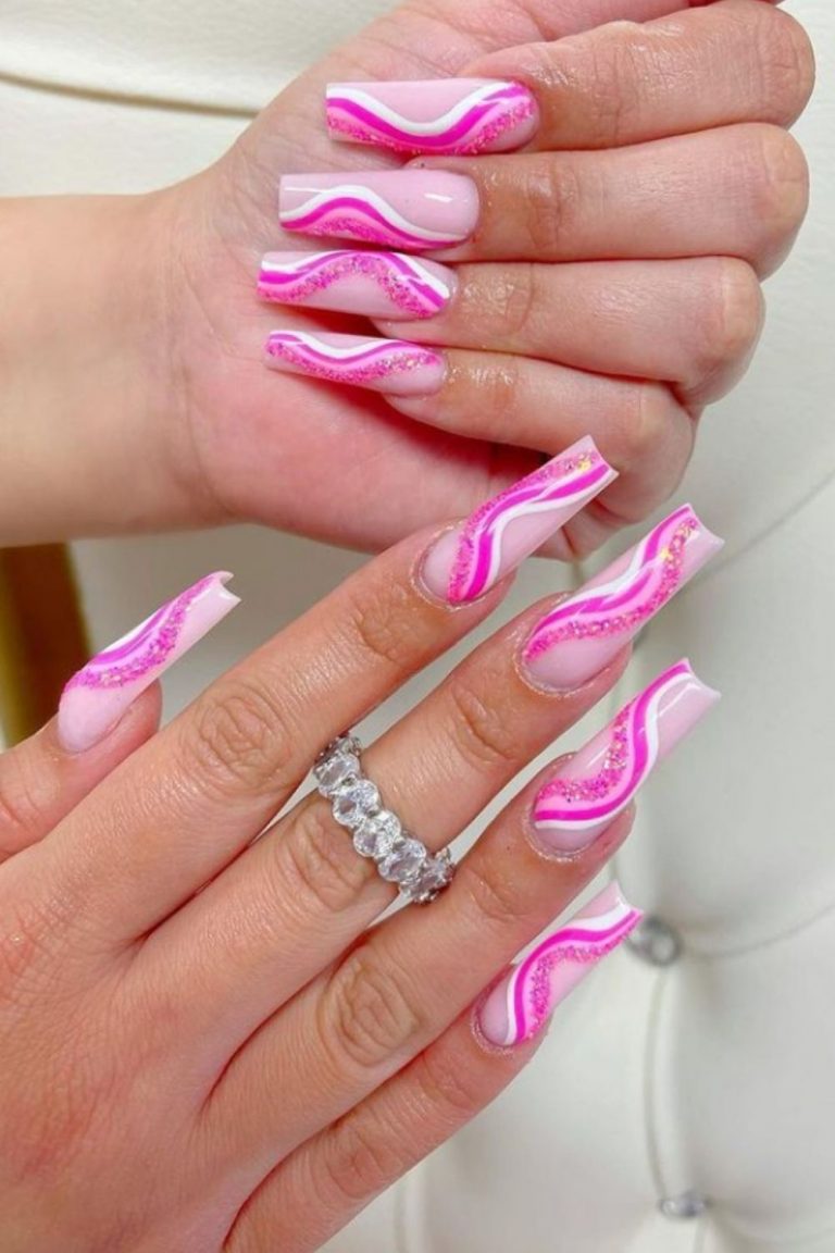 Related image | Acrylic nails glitter ombre, Pink ombre 