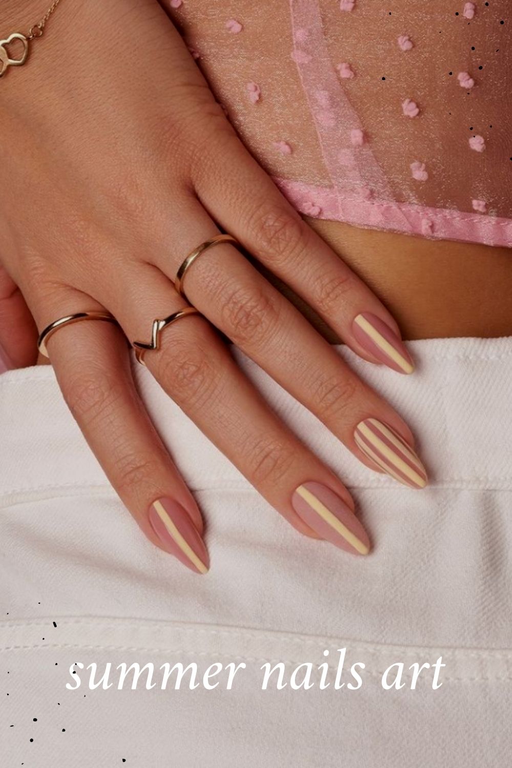 Pink and yellow almond nails ideas