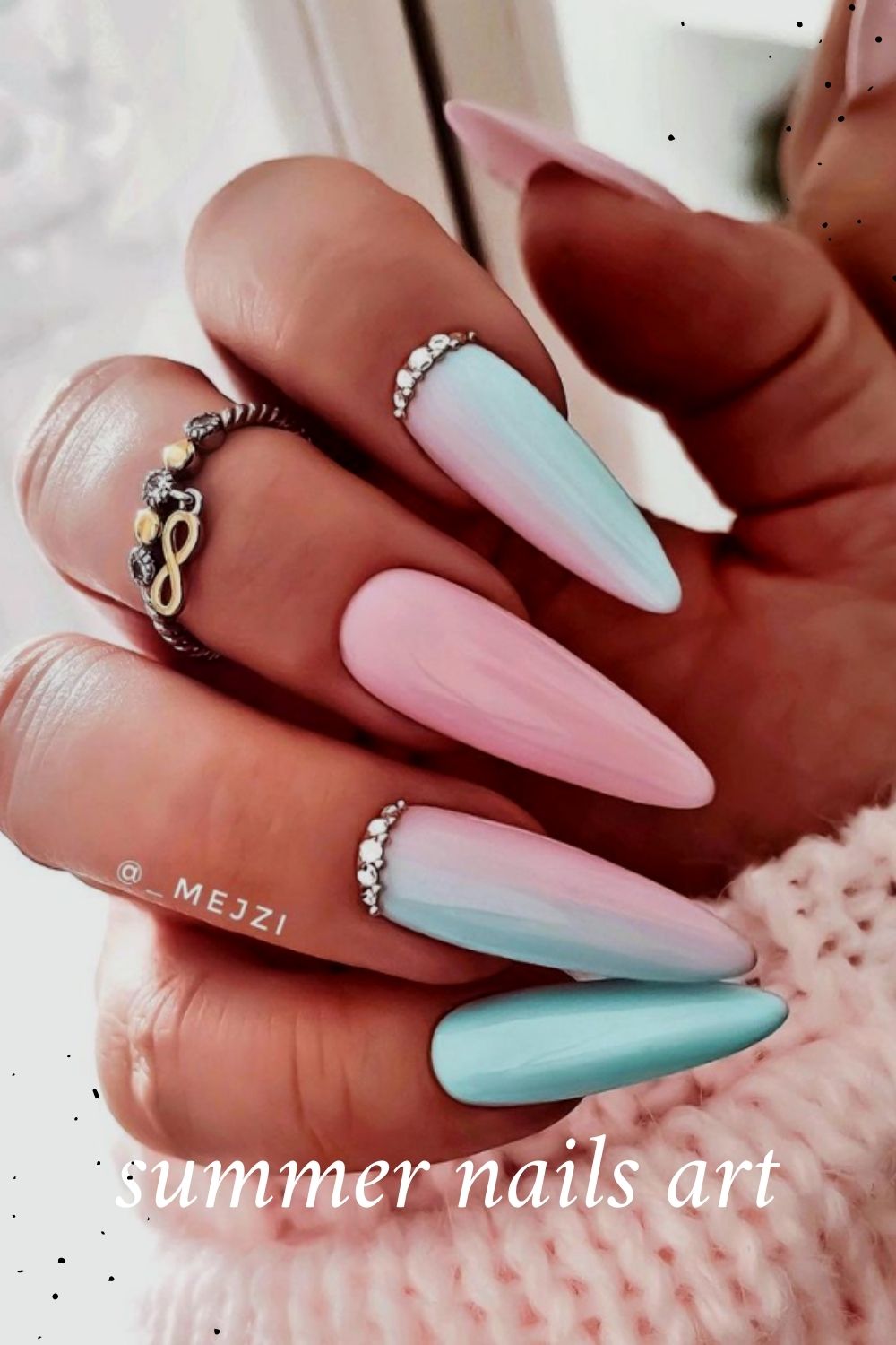 blue and pink nails art
