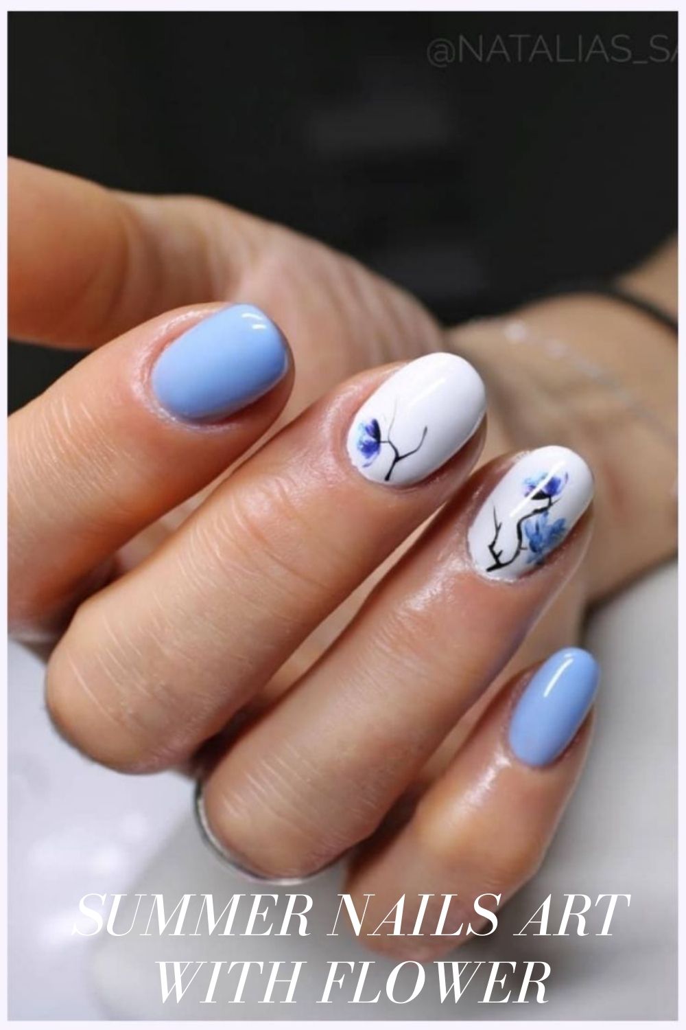 Blue and white nails designs