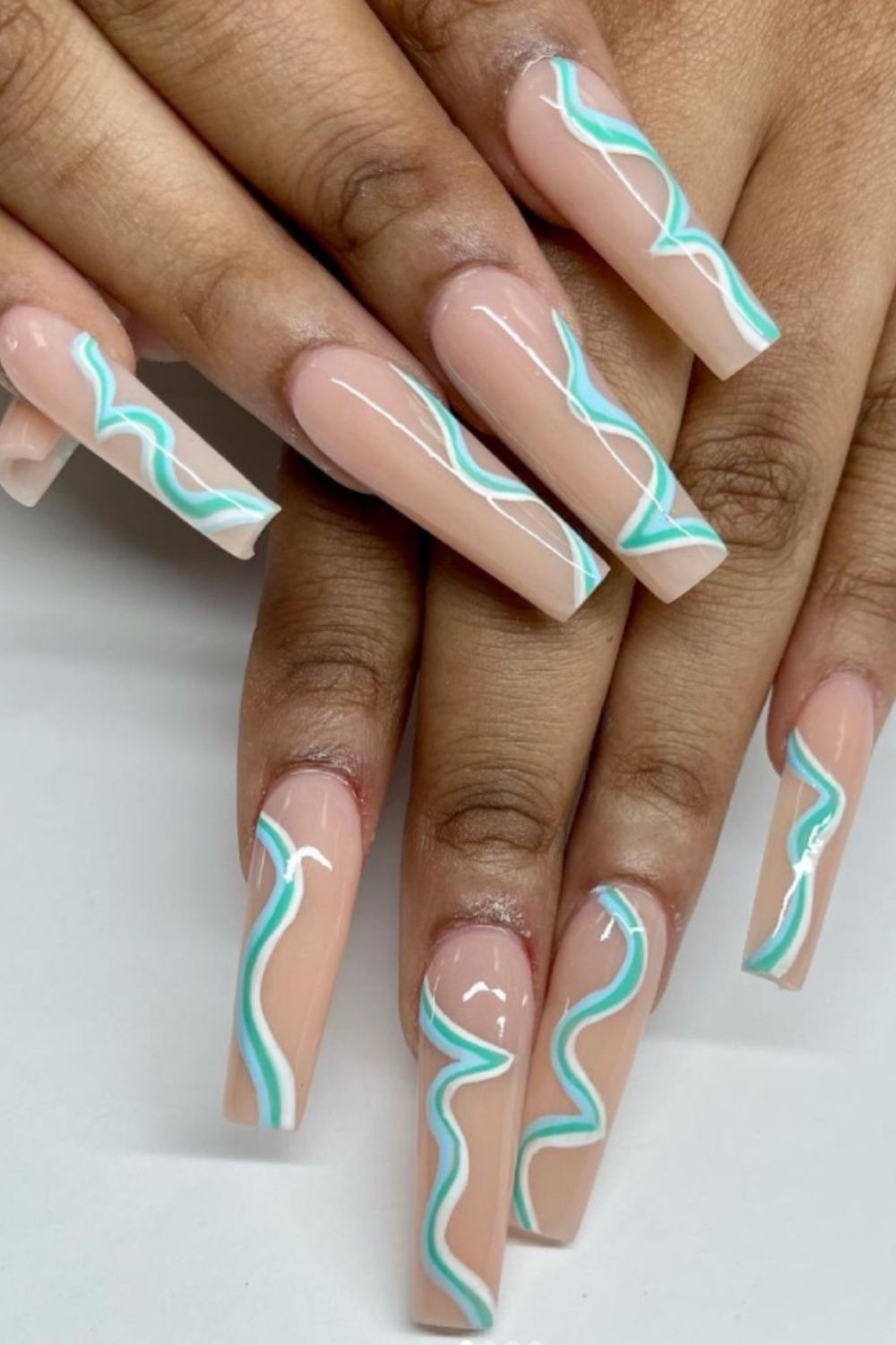 Long acrylic coffin nails designs for summer nails ideas 2021