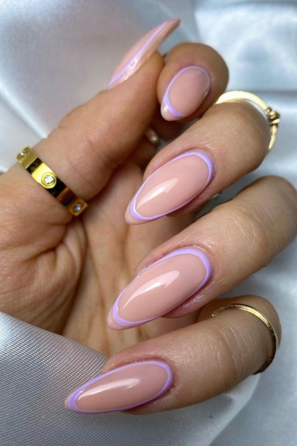 Purple and pink almond nail