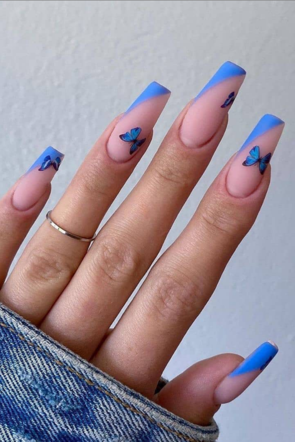 Blue long nails for summer nails 2021