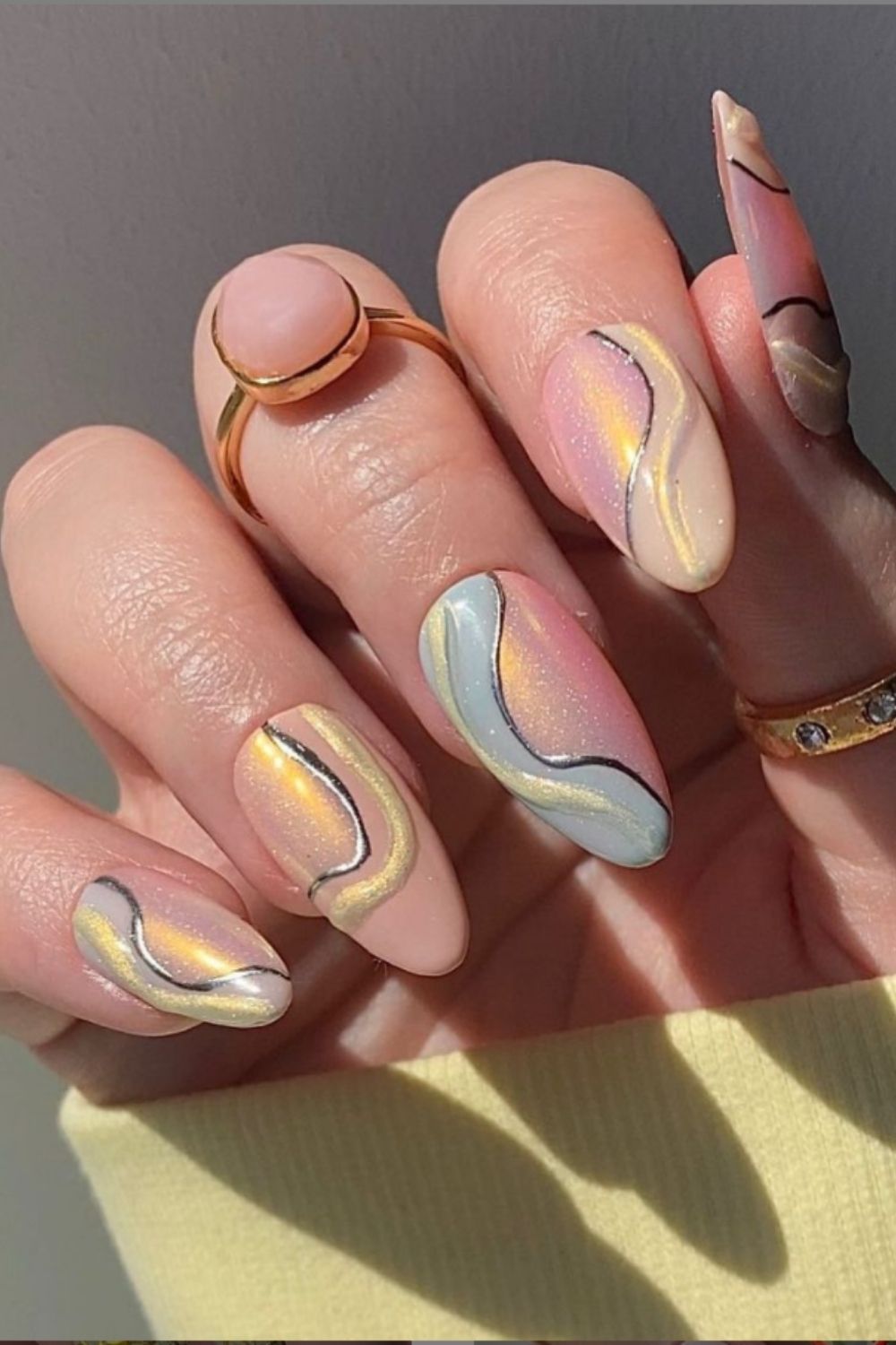 Colorful almond nail design
