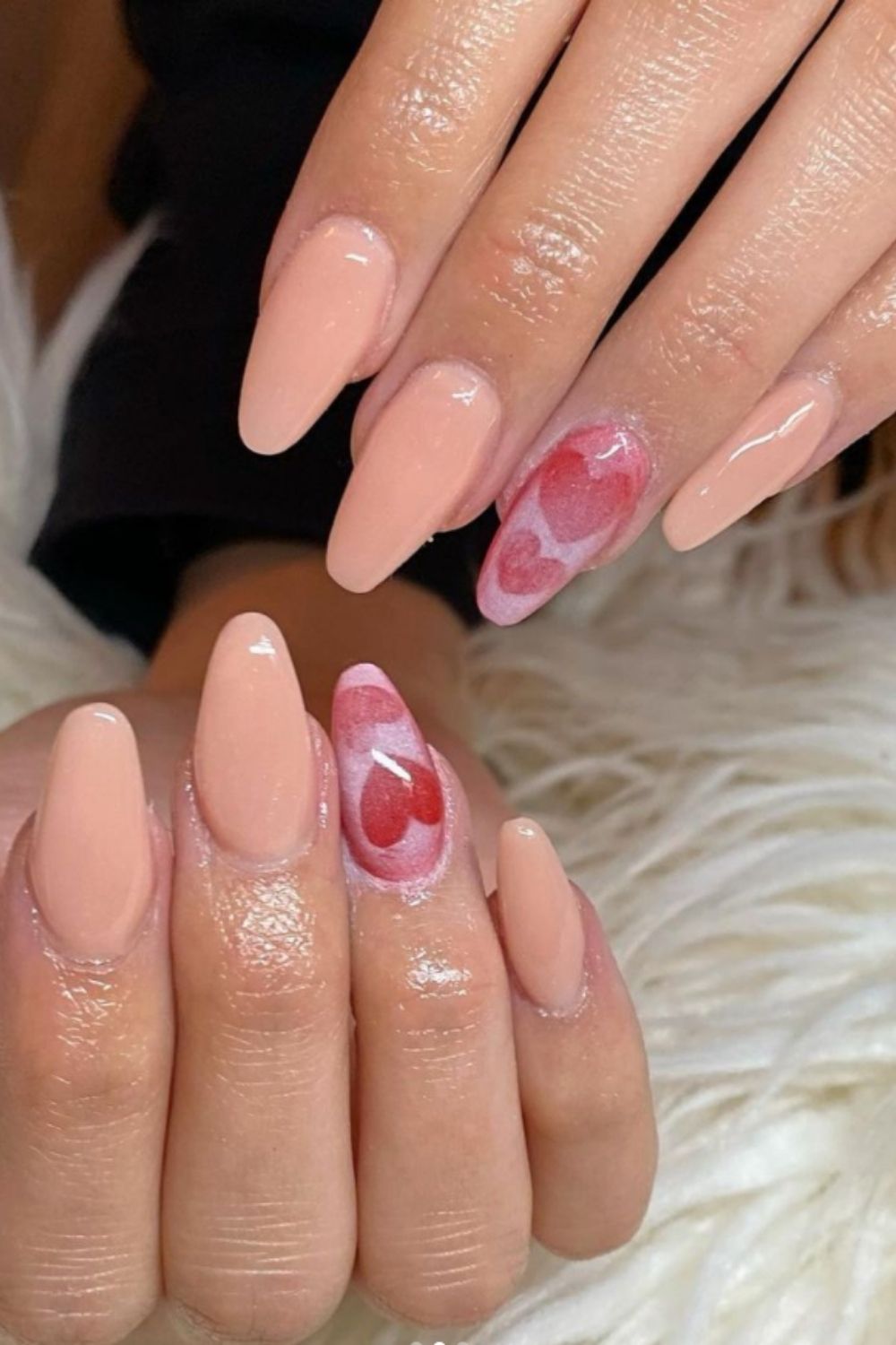 Oval nails art designs with heart