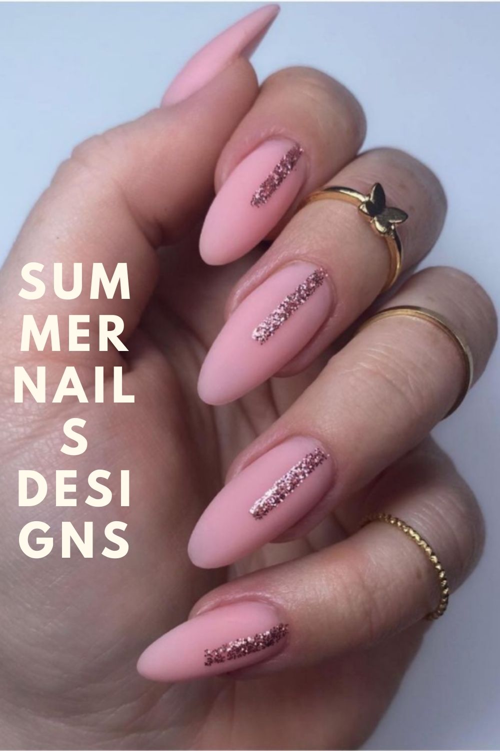 Glitter and pink almond nails designs