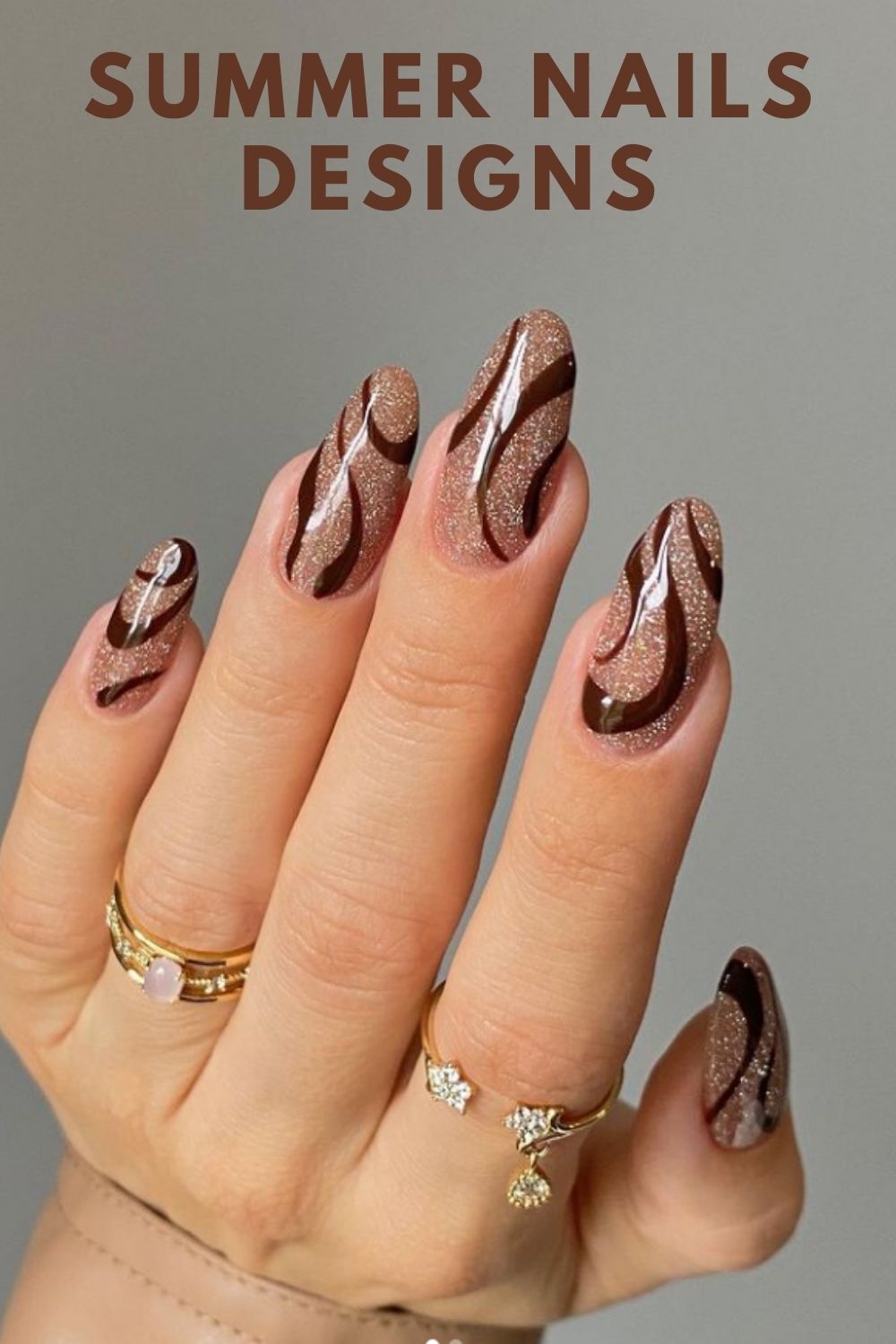 Chocolate brown almond acrylic nails