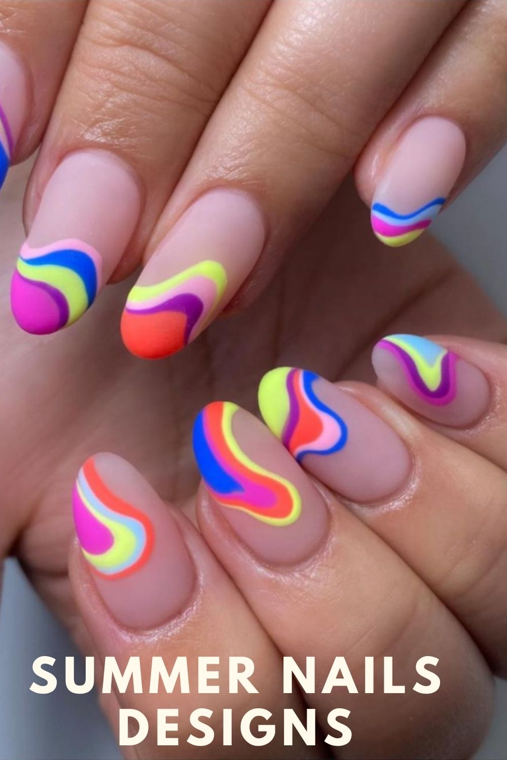 Rainbow nails for almond nails designs