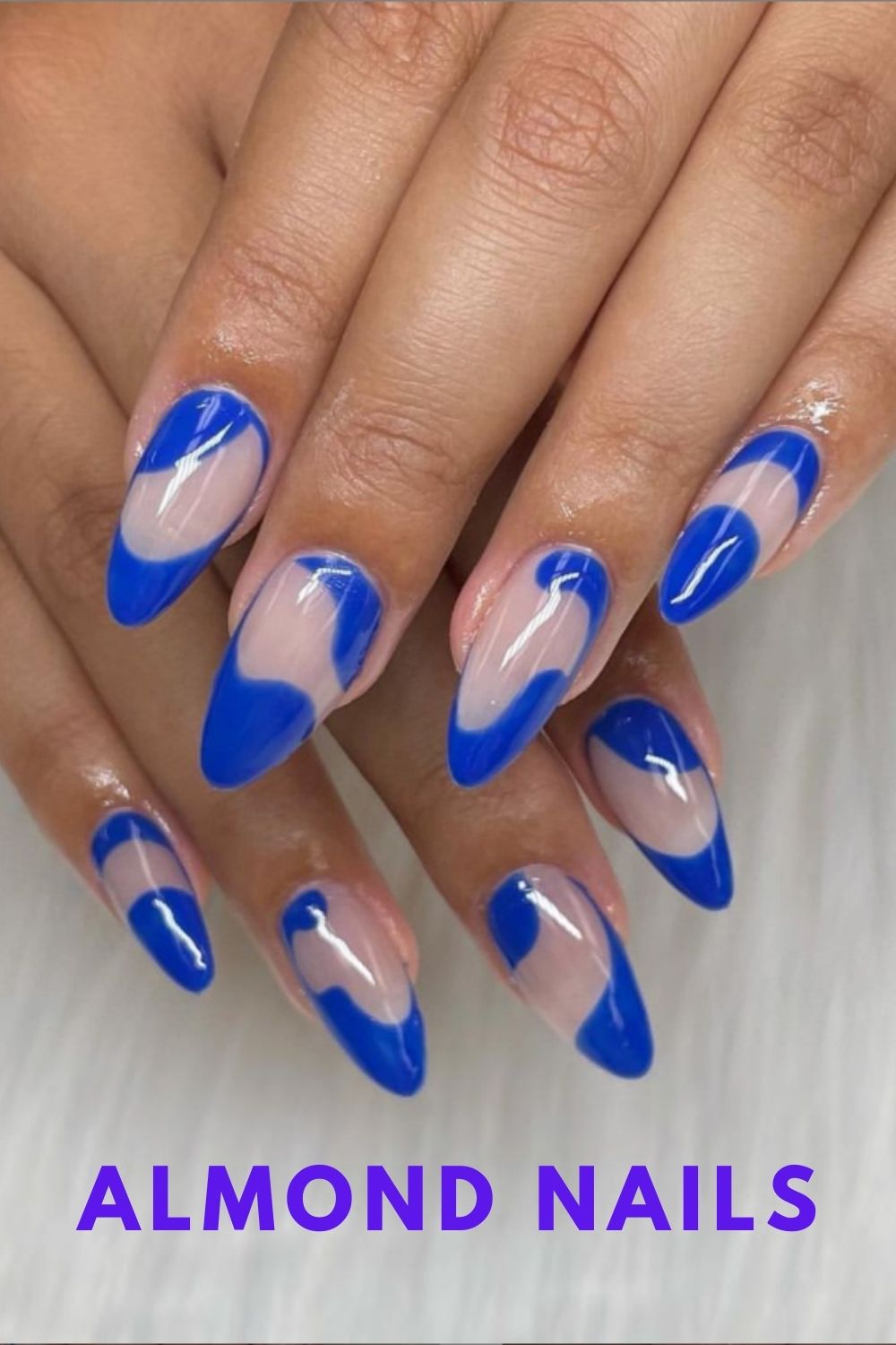 Blue almond nails designs