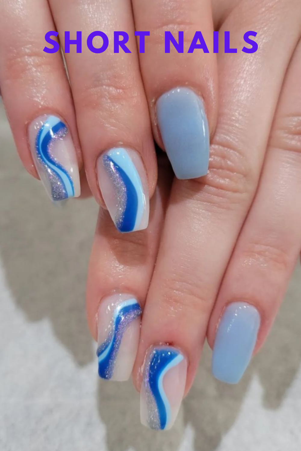 Blue short nail designs