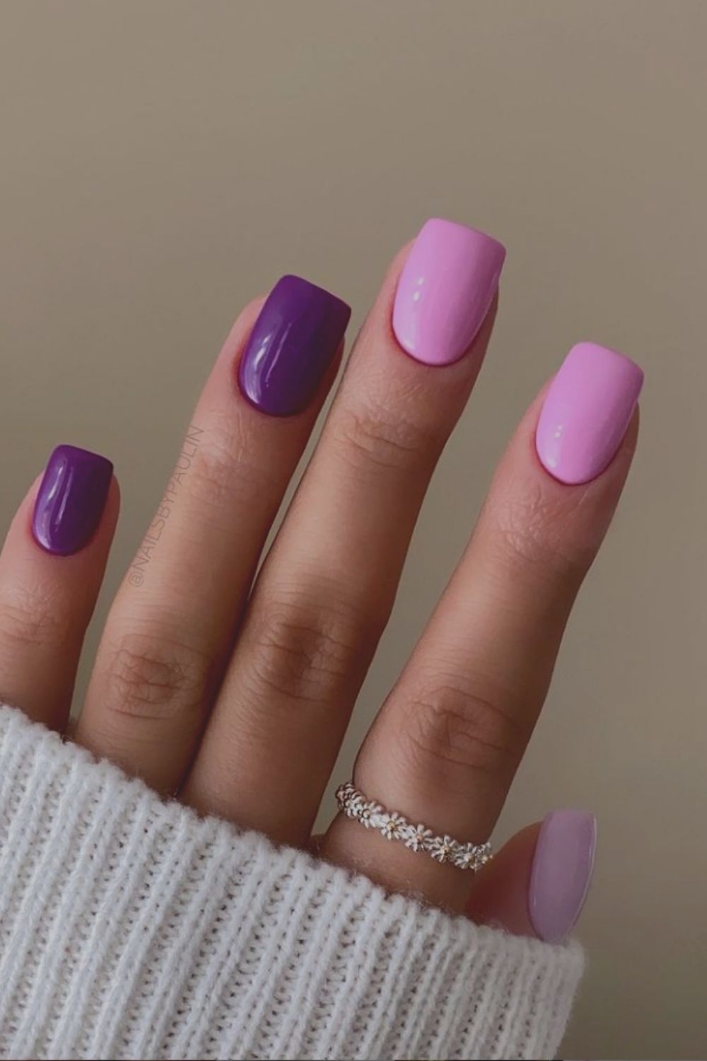 Pink and purple nail art