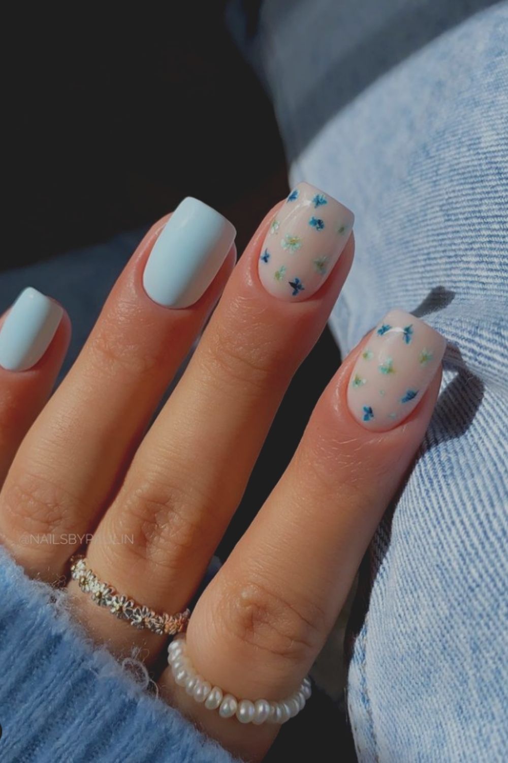 Light blue nails