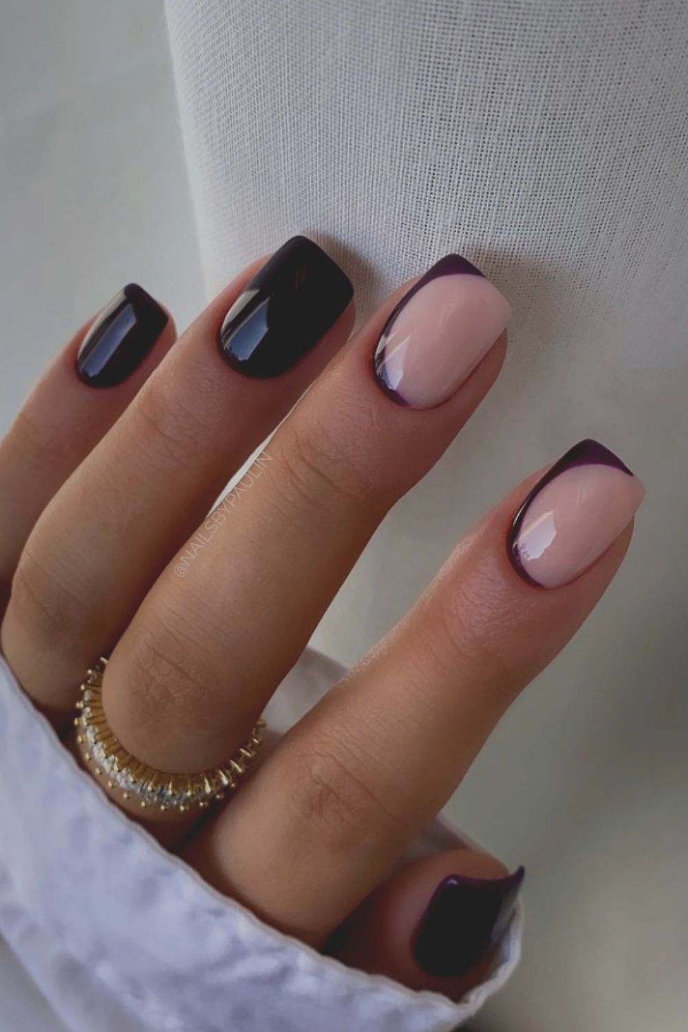 Black and pink nail art
