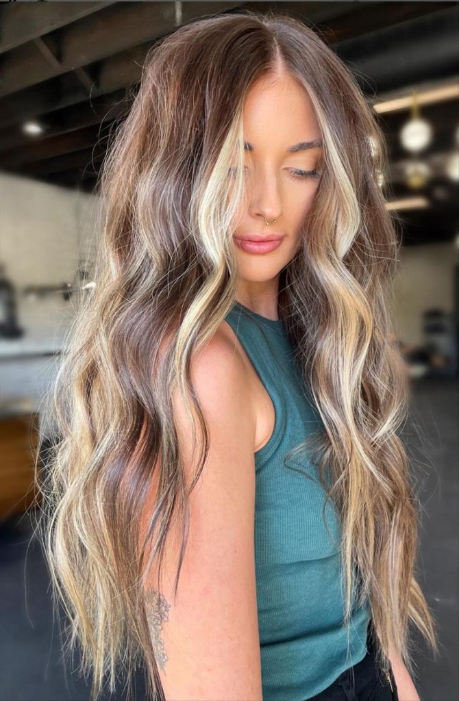 Bombshell Hair Color with Blonde Highlights For Spring Hair Color