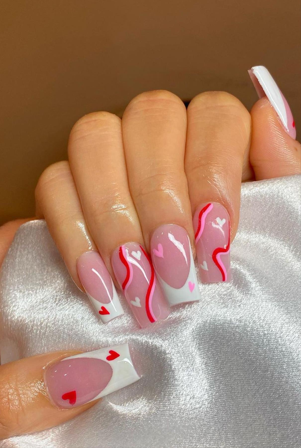 Cute Valentine's Day Acrylic Nails Art For 14th, Feb Nails