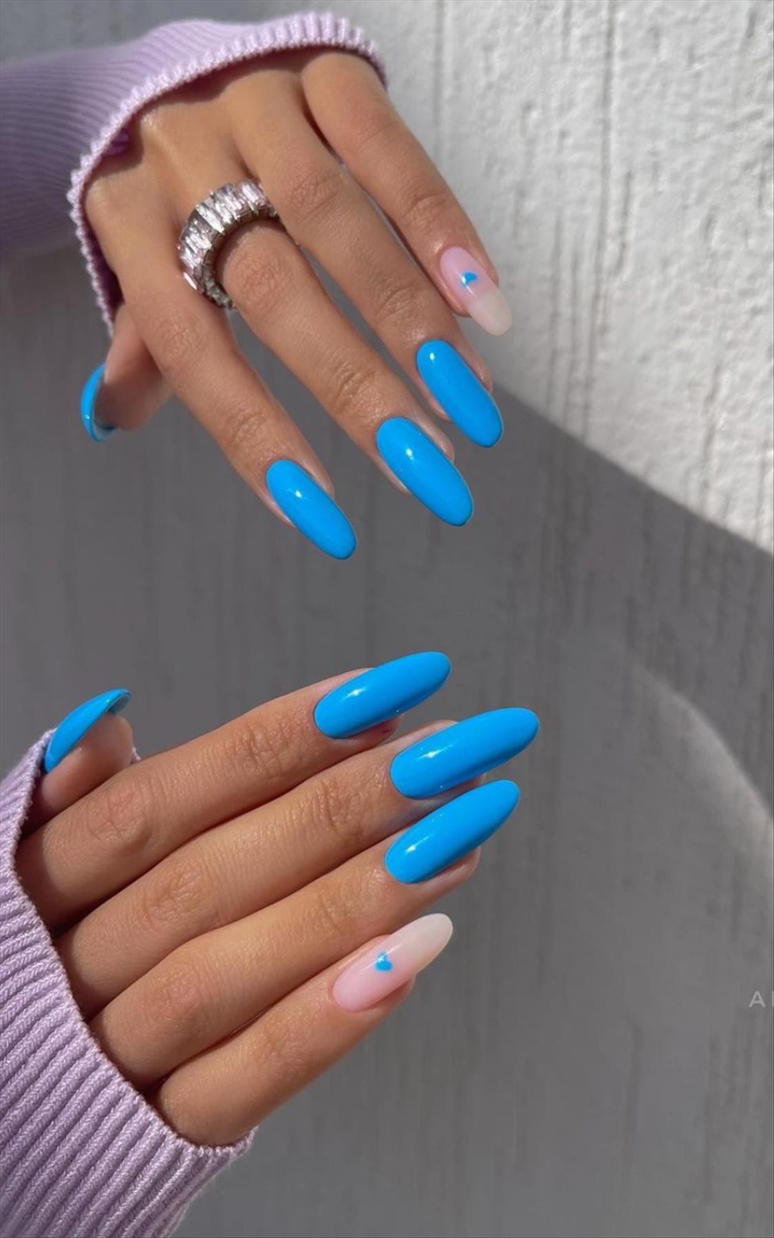 40+ Romantic blue acrylic nail ideas perfect for summer mani 2022
