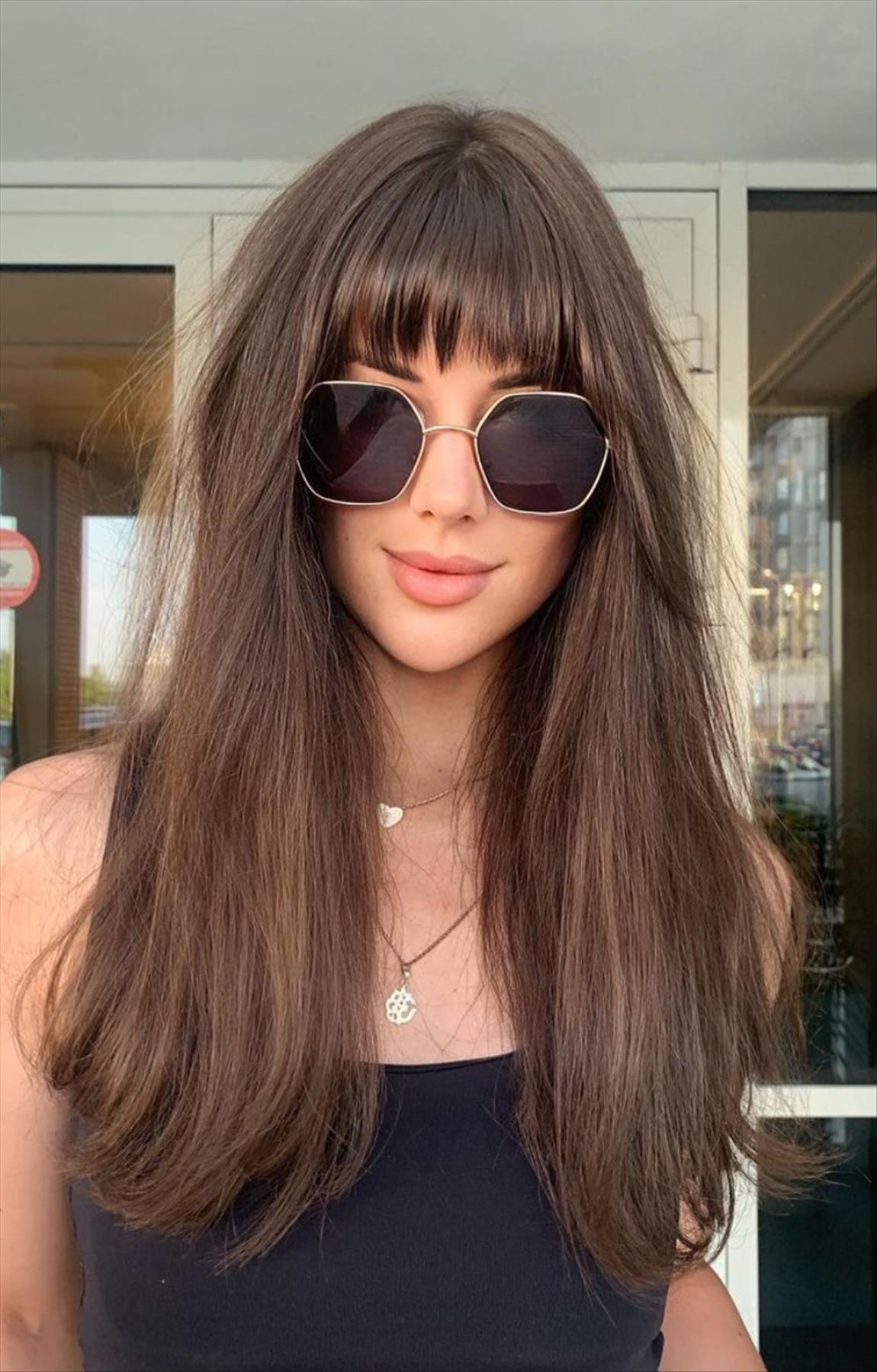Stunning hairstyles with bangs and layers for cool girls