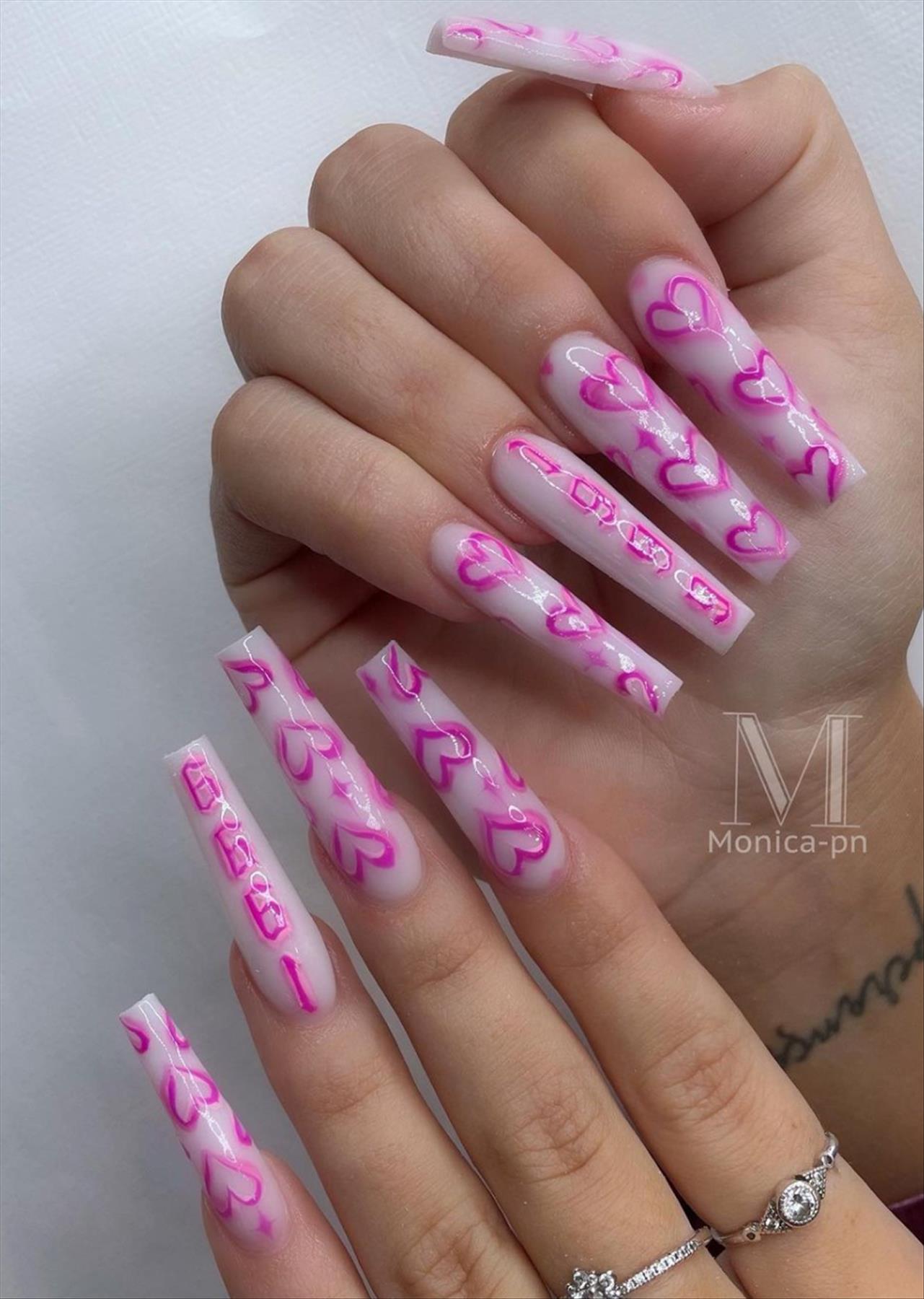 Top 26 Long Valentine's day nail designs for 2023
